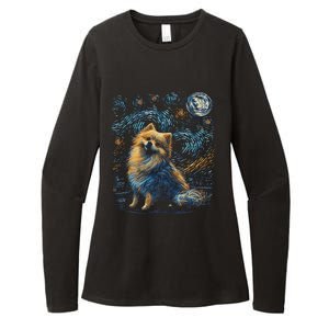 Pomeranian Dog Starry Night Dogs Lover Gifts Graphic Womens CVC Long Sleeve Shirt