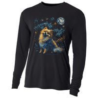 Pomeranian Dog Starry Night Dogs Lover Gifts Graphic Cooling Performance Long Sleeve Crew