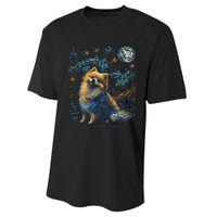 Pomeranian Dog Starry Night Dogs Lover Gifts Graphic Performance Sprint T-Shirt