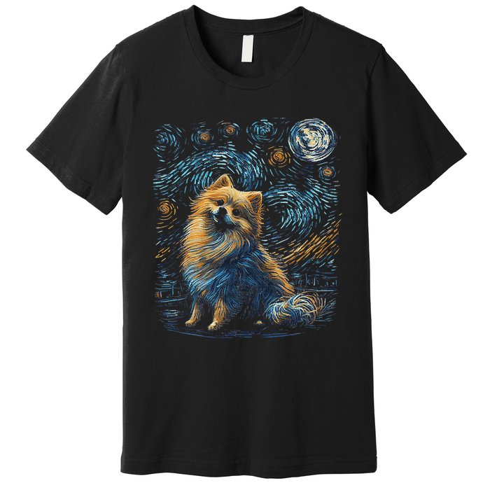 Pomeranian Dog Starry Night Dogs Lover Gifts Graphic Premium T-Shirt