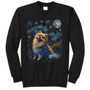 Pomeranian Dog Starry Night Dogs Lover Gifts Graphic Tall Sweatshirt