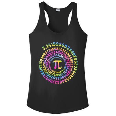 Pi Day Spiral Pi Tie Dye Numbers Math Tee Pi Day 3.14 Ladies PosiCharge Competitor Racerback Tank