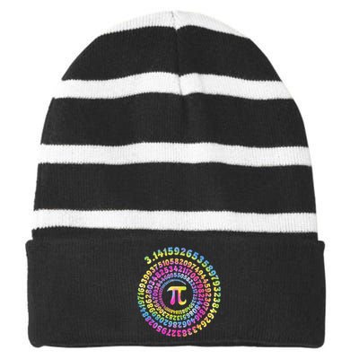 Pi Day Spiral Pi Tie Dye Numbers Math Tee Pi Day 3.14 Striped Beanie with Solid Band