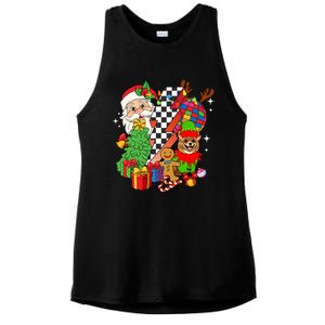 Pomeranian Dog Santa Claus Christmas Retro Pomeranian Xmas Gift Ladies PosiCharge Tri-Blend Wicking Tank