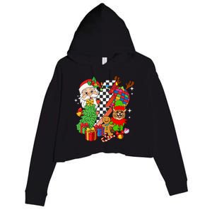 Pomeranian Dog Santa Claus Christmas Retro Pomeranian Xmas Gift Crop Fleece Hoodie