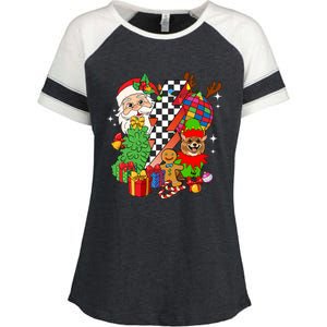 Pomeranian Dog Santa Claus Christmas Retro Pomeranian Xmas Gift Enza Ladies Jersey Colorblock Tee