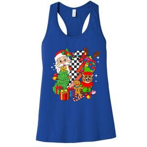 Pomeranian Dog Santa Claus Christmas Retro Pomeranian Xmas Gift Women's Racerback Tank