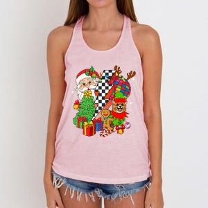 Pomeranian Dog Santa Claus Christmas Retro Pomeranian Xmas Gift Women's Knotted Racerback Tank