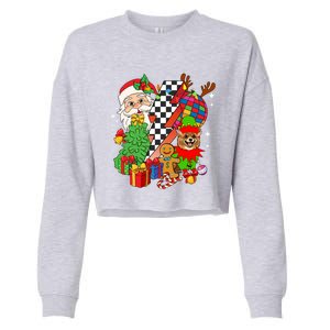 Pomeranian Dog Santa Claus Christmas Retro Pomeranian Xmas Gift Cropped Pullover Crew