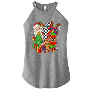 Pomeranian Dog Santa Claus Christmas Retro Pomeranian Xmas Gift Women's Perfect Tri Rocker Tank