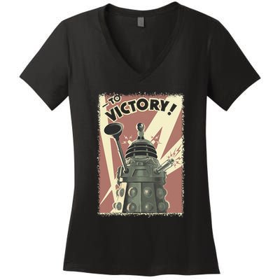 Propoganda Dalek Scifi Fan 60th Anniversary Women's V-Neck T-Shirt