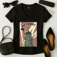 Propoganda Dalek Scifi Fan 60th Anniversary Women's V-Neck T-Shirt