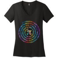 Pi Day Spiral Pi Math Design For Pi Day 3.14 Mathematical Women's V-Neck T-Shirt