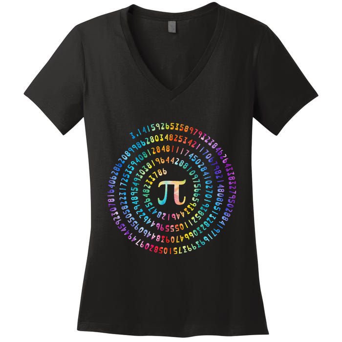 Pi Day Spiral Pi Math Design For Pi Day 3.14 Mathematical Women's V-Neck T-Shirt