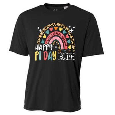 Pi Day Spiral Pi Math Teacher 3.14 Leopard Rainbow Cooling Performance Crew T-Shirt