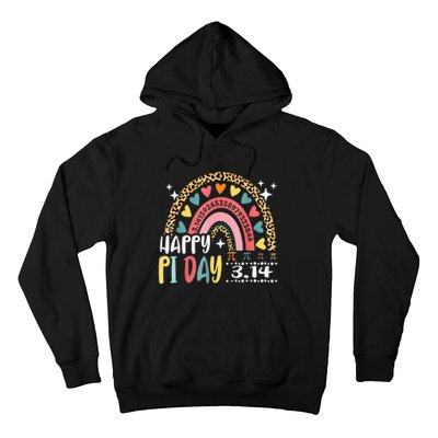 Pi Day Spiral Pi Math Teacher 3.14 Leopard Rainbow Hoodie