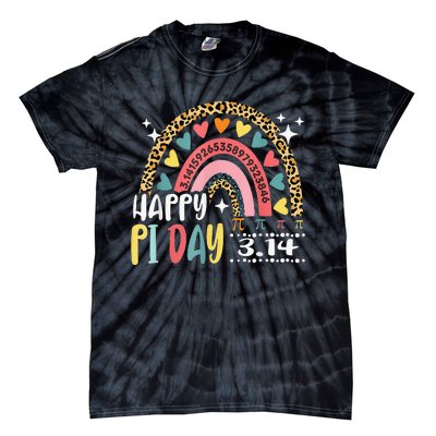 Pi Day Spiral Pi Math Teacher 3.14 Leopard Rainbow Tie-Dye T-Shirt