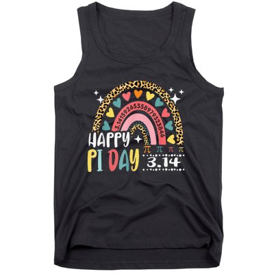 Pi Day Spiral Pi Math Teacher 3.14 Leopard Rainbow Tank Top