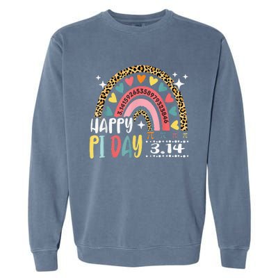 Pi Day Spiral Pi Math Teacher 3.14 Leopard Rainbow Garment-Dyed Sweatshirt