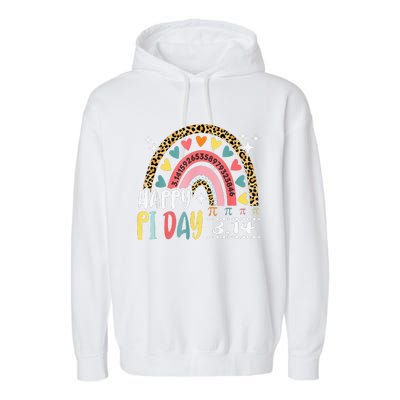 Pi Day Spiral Pi Math Teacher 3.14 Leopard Rainbow Garment-Dyed Fleece Hoodie