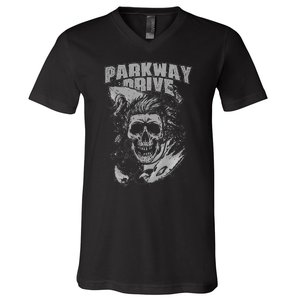 Parkway Drive Surfer Skull Black V-Neck T-Shirt