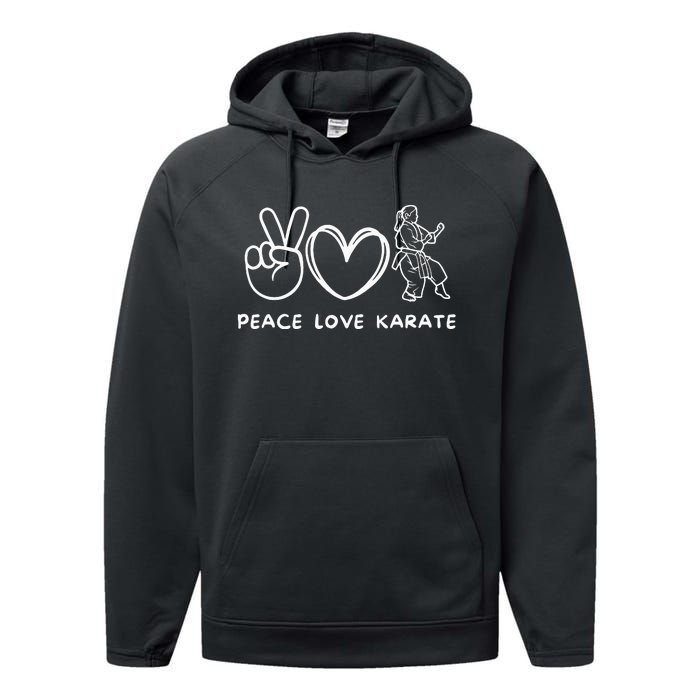 Peace, Love Karate Girl Retro Karate Girl Lover Martial Arts Performance Fleece Hoodie