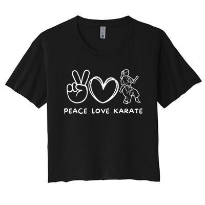 Peace, Love Karate Girl Retro Karate Girl Lover Martial Arts Women's Crop Top Tee