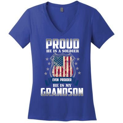 Proud Daughter Son Of A Soldier Mom Mommy Mothers Day Funny Gift Women's V-Neck T-Shirt