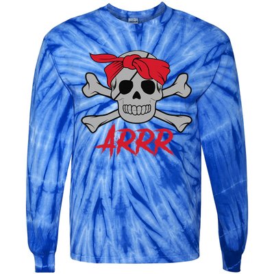 PIRATE DEAD SKULL Wih Eye Patch Halloween Tie-Dye Long Sleeve Shirt