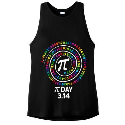 Pi Day Spiral Color Numbers 3 14 Happy Pi Day Ladies PosiCharge Tri-Blend Wicking Tank