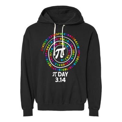Pi Day Spiral Color Numbers 3 14 Happy Pi Day Garment-Dyed Fleece Hoodie