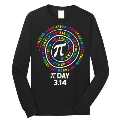 Pi Day Spiral Color Numbers 3 14 Happy Pi Day Long Sleeve Shirt