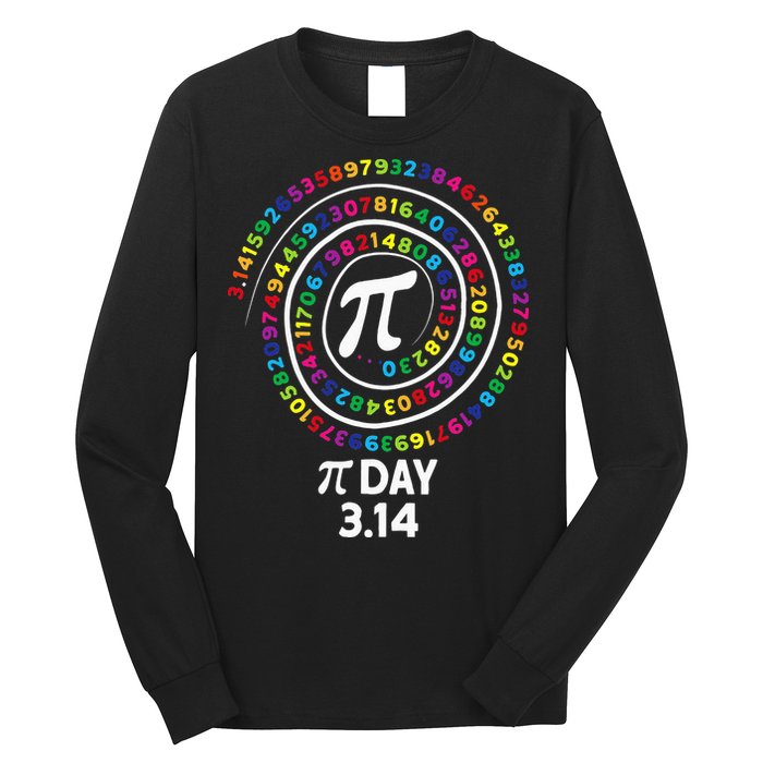 Pi Day Spiral Color Numbers 3 14 Happy Pi Day Long Sleeve Shirt