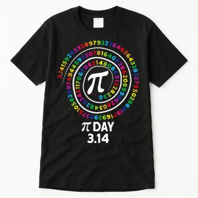 Pi Day Spiral Color Numbers 3 14 Happy Pi Day Tall T-Shirt