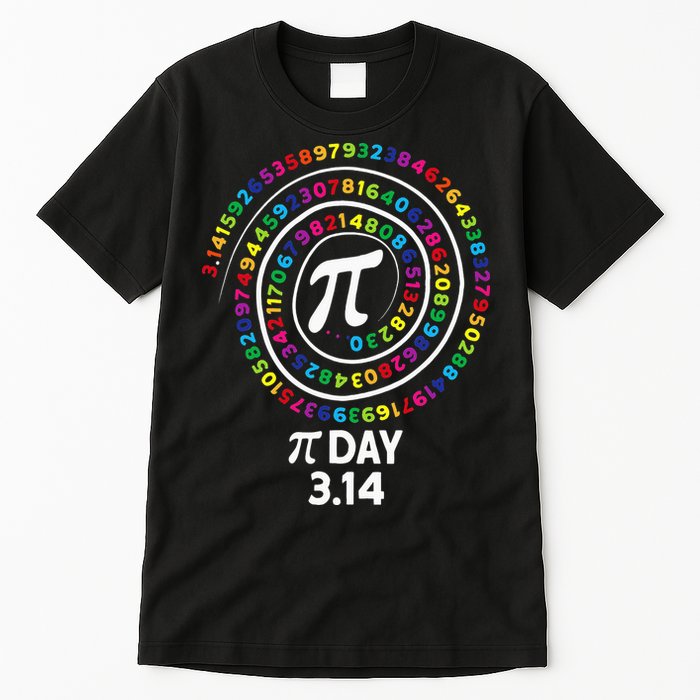Pi Day Spiral Color Numbers 3 14 Happy Pi Day Tall T-Shirt