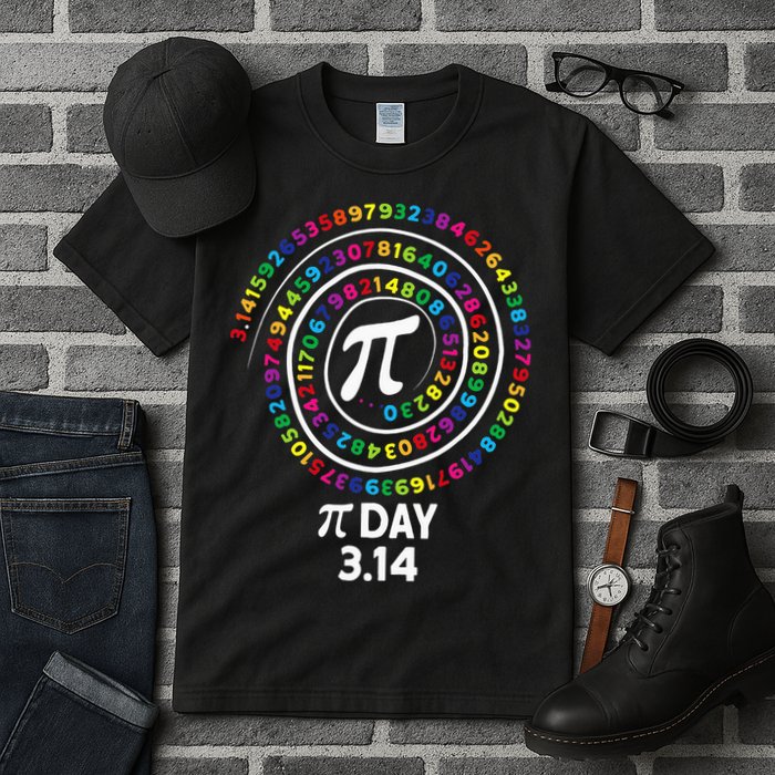Pi Day Spiral Color Numbers 3 14 Happy Pi Day Tall T-Shirt