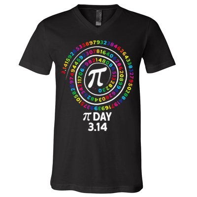 Pi Day Spiral Color Numbers 3 14 Happy Pi Day V-Neck T-Shirt