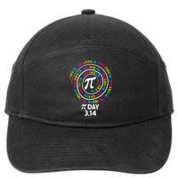 Pi Day Spiral Color Numbers 3 14 Happy Pi Day 7-Panel Snapback Hat