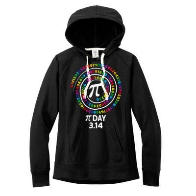 Pi Day Spiral Color Numbers 3 14 Happy Pi Day Women's Fleece Hoodie