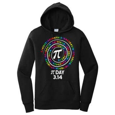 Pi Day Spiral Color Numbers 3 14 Happy Pi Day Women's Pullover Hoodie