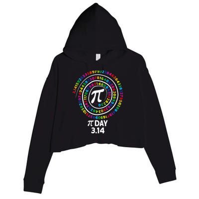 Pi Day Spiral Color Numbers 3 14 Happy Pi Day Crop Fleece Hoodie