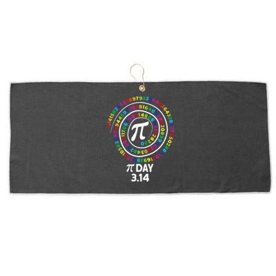 Pi Day Spiral Color Numbers 3 14 Happy Pi Day Large Microfiber Waffle Golf Towel
