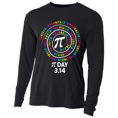 Pi Day Spiral Color Numbers 3 14 Happy Pi Day Cooling Performance Long Sleeve Crew