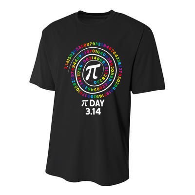 Pi Day Spiral Color Numbers 3 14 Happy Pi Day Youth Performance Sprint T-Shirt