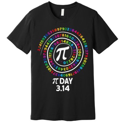 Pi Day Spiral Color Numbers 3 14 Happy Pi Day Premium T-Shirt
