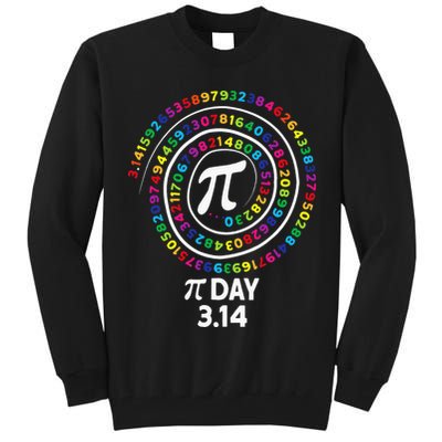 Pi Day Spiral Color Numbers 3 14 Happy Pi Day Tall Sweatshirt