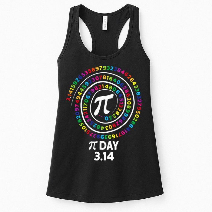 Pi Day Spiral Color Numbers 3 14 Happy Pi Day Womens Tank Top