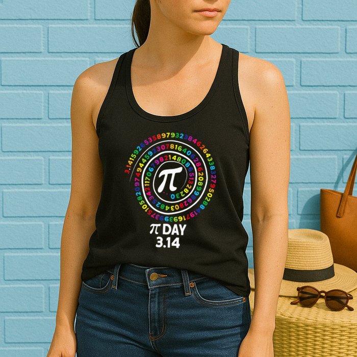 Pi Day Spiral Color Numbers 3 14 Happy Pi Day Womens Tank Top