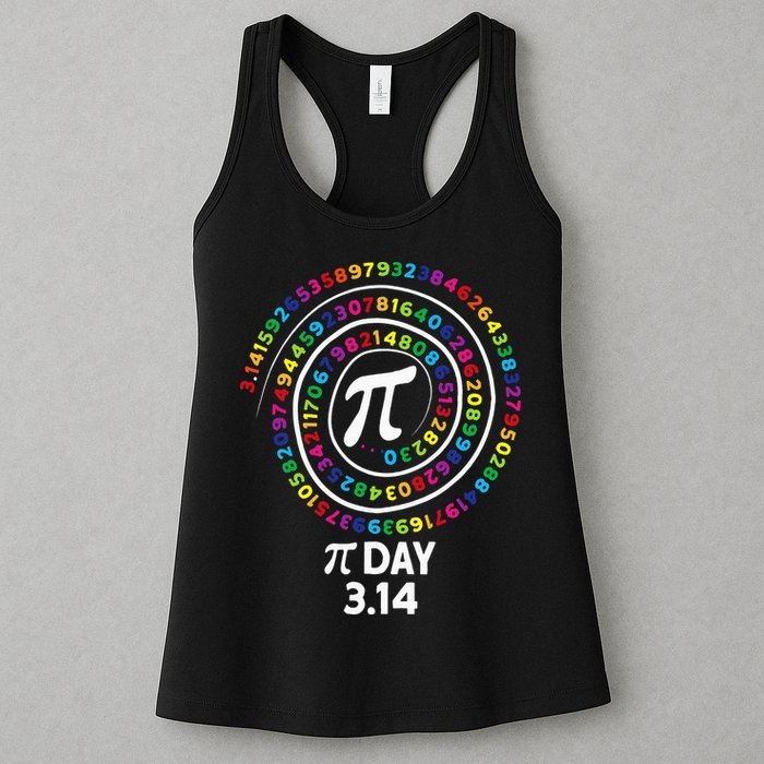 Pi Day Spiral Color Numbers 3 14 Happy Pi Day Womens Tank Top