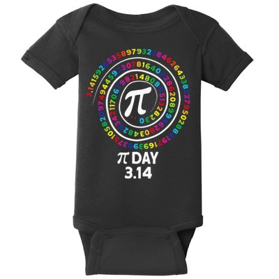 Pi Day Spiral Color Numbers 3 14 Happy Pi Day Baby Bodysuit